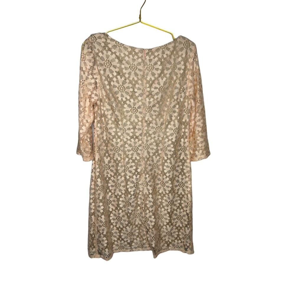 Eliza J Lace Sheath Dress‎ Womens 10 Beige Pink Bridal Wedding
